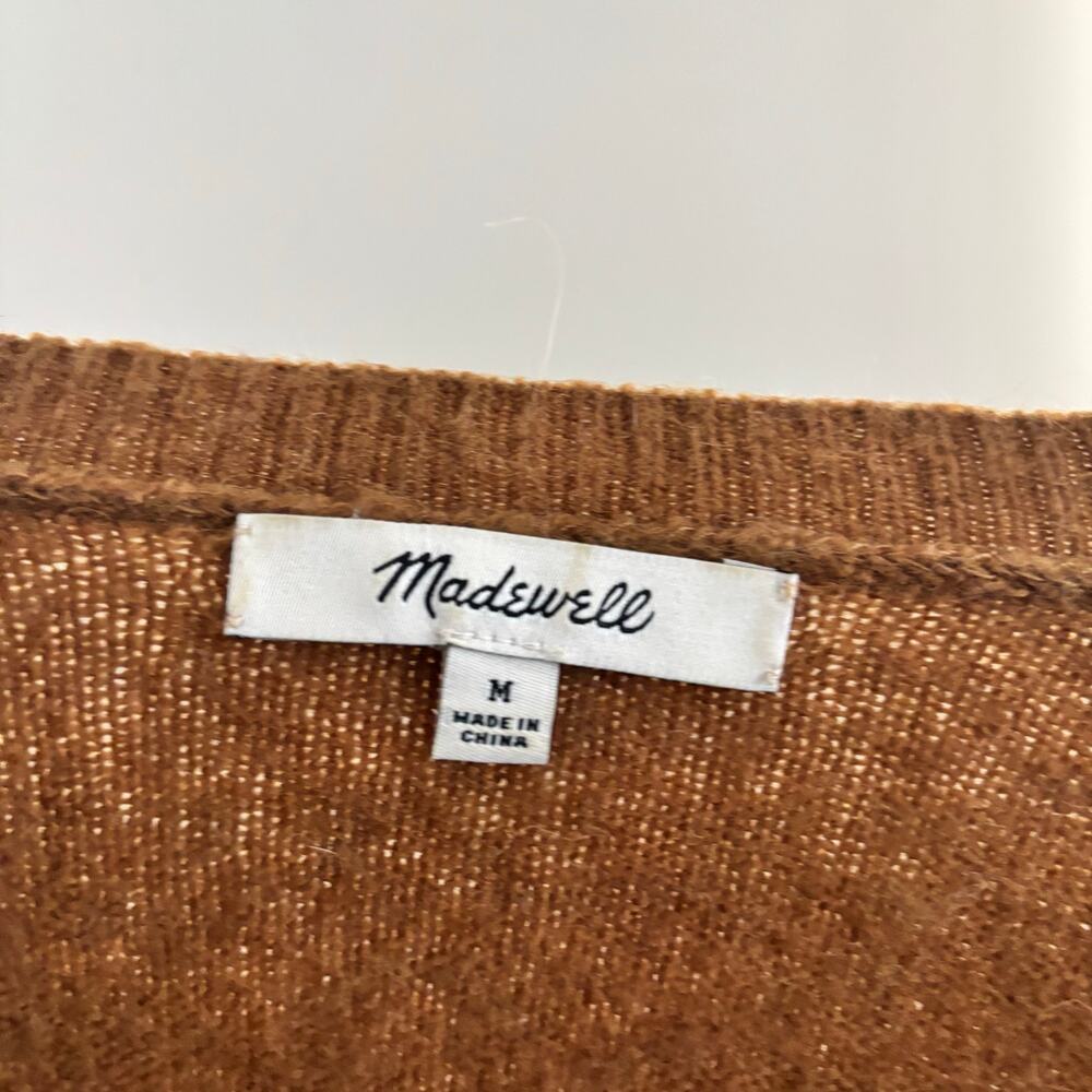 Madewell Wrap Front Sweater Camel Alpaca Wool Blend Coziest Yarn Size Medium - Picture 10 of 15